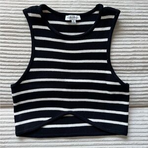Black and White Striped Crop Top